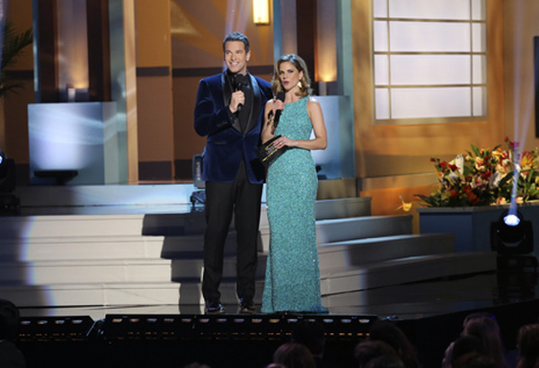 Thomas Roberts with co-host Natalie Morales,Miss Universe 2014