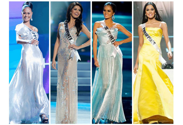 Left to right: Venus Raj (2010 Miss Universe 4th Runner-up), Shamcey Supsup (2011 Miss Universe 3rd Runner-Up), Janine Tugonon (2012 Miss Universe 1st Runner-Up) and Ariela Arida (2013 Miss Universe 3rd Runner- Up)